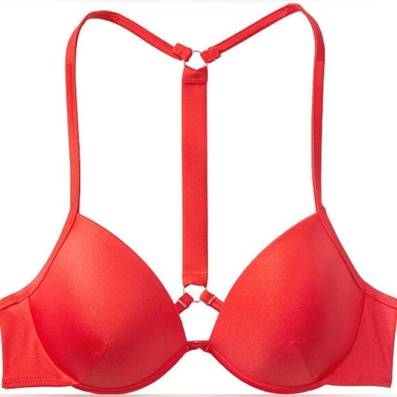 Victorias Secret Swim Shine Strap Full Coverage Push Up Bikini top Red 36C - Picture 5 of 14